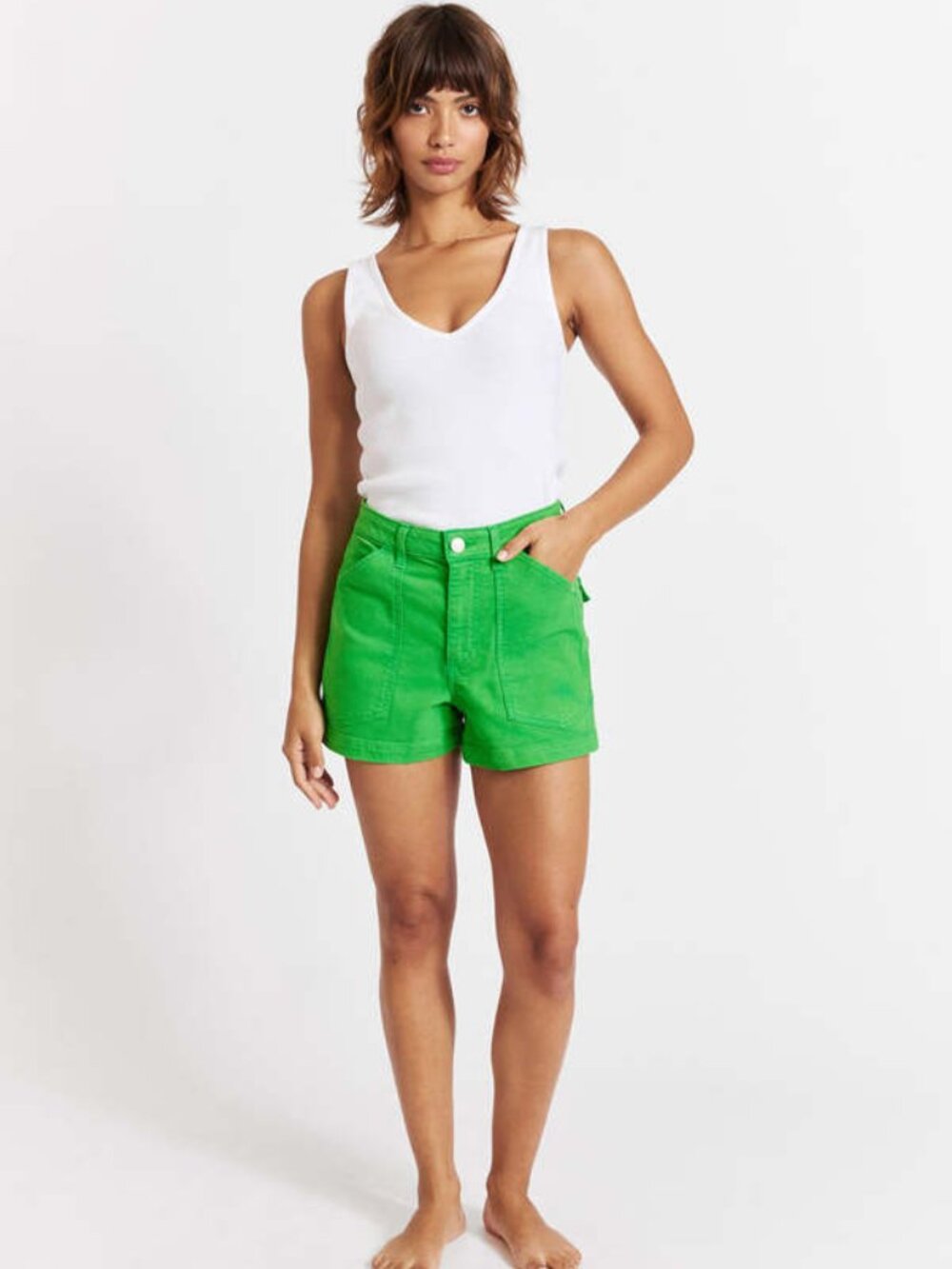 AMO Green Denim Severine Cargo Shorts Size 27